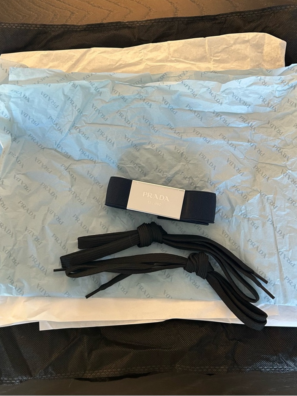 Prada Black and White Men’s Milano Runner Sneakers with Logo Patch - Picture 15 of 16